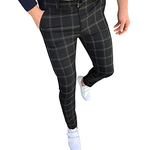 Briskorry Herren Chino Hose Karierte Stoffhose Lange Regular Fit Stretch Hose Karo-Muster Herrenhose Baumwollhose Männerhose Freizeithose für Männer von Briskorry