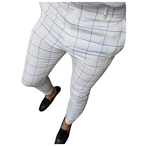 Briskorry Herren Chino Hose Karierte Stoffhose Lange Regular Fit Stretch Hose Karo-Muster Herrenhose Baumwollhose Männerhose Freizeithose für Männer von Briskorry