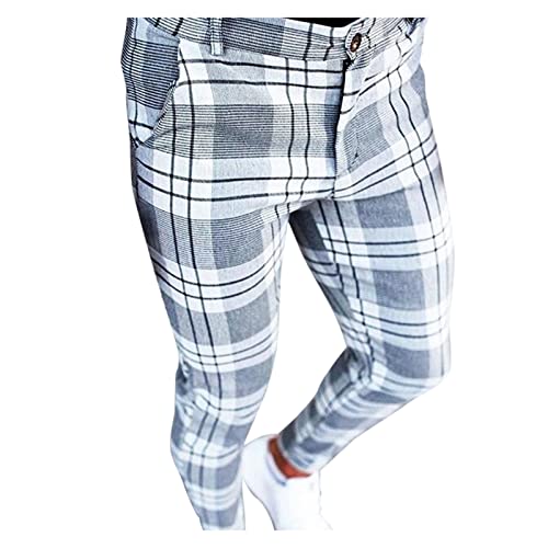 Briskorry Herren Chino Hose Karierte Stoffhose Lange Regular Fit Stretch Hose Karo-Muster Herrenhose Baumwollhose Männerhose Freizeithose für Männer von Briskorry