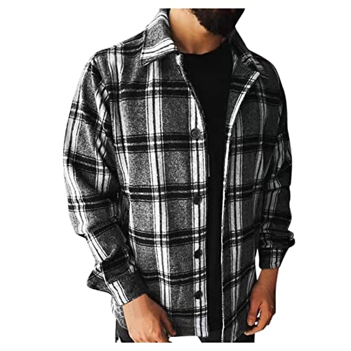 Briskorry Herren Flanellhemd Verdickt Warme Fleece Gefüttert Thermohemd Modern Langarm Kariertes Flanell Bequemes Winterjacke für Männer Regular Fit Baumwollhemd Herren Freizeit Hemdjacke Karierthemd von Briskorry