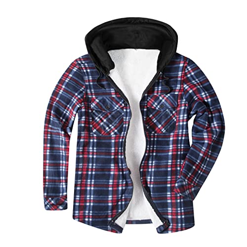 Briskorry Herren Flanellhemd Verdickt Warme Fleece Gefüttert Thermohemd Modern Langarm Kariertes Flanell Bequemes Winterjacke für Männer Regular Fit Baumwollhemd Herren Freizeit Hemdjacke Karierthemd von Briskorry