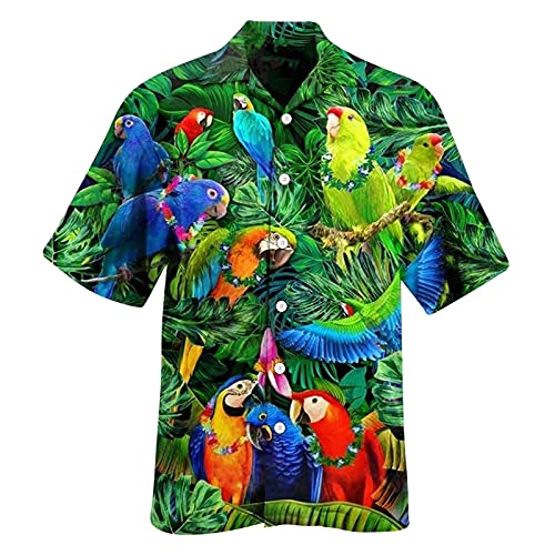 Briskorry Herren Hawaii Hemd Kurzarm Floral Gedruckt Regulär fit Sommer Männer Hawaiihemd Leinenoptik Shirt Atmungsaktiv Strandhemd Kurzarm Urlaub Sommer Oberteil von Briskorry