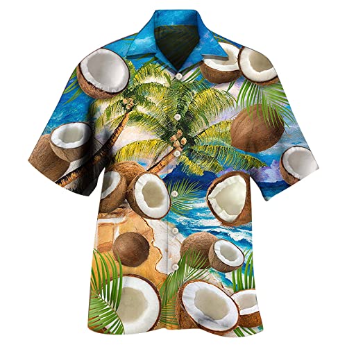 Briskorry Herren Hawaii Hemd Kurzarm Floral Gedruckt Regulär fit Sommer Männer Hawaiihemd Leinenoptik Shirt Atmungsaktiv Strandhemd Kurzarm Urlaub Sommer Oberteil von Briskorry