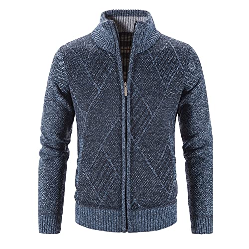 Briskorry Herren Jacke übergangsjacke,Winter Wasserdicht Warme Daunenjacken Leicht Gefüttert Steppjacke Atmungsaktiv Wintermantel mit Stehkragen Zip Outdoor Winterjacke (1-Blue, XXL) von Briskorry