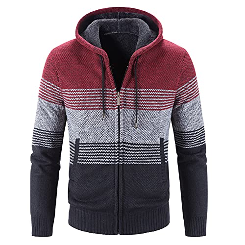 Briskorry Herren Jacke übergangsjacke,Winter Wasserdicht Warme Daunenjacken Leicht Gefüttert Steppjacke Atmungsaktiv Wintermantel mit Stehkragen Zip Outdoor Winterjacke (a-Red, L) von Briskorry