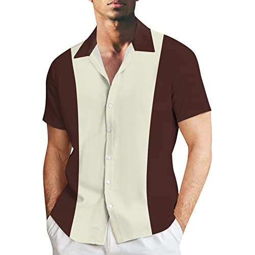 Briskorry Herren Strick-Poloshirt Kurzarm Umlegekragen Knopfleiste Farbblock Gestreift T-Shirt Stretch Slim Fit Plus Size Tops Golf Tennis Blusen von Briskorry