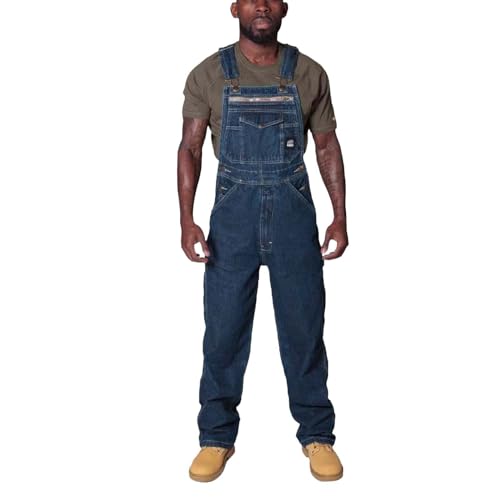 Jeans Latzhose Herren Blau Denim Latzanzug Cargo Hose Lang Loose fit Cargohose Jeans mit Hosenträger Arbeits-Latzhose Onesie Streetwear Overall Jumpsuit mit Knöpfen von Briskorry