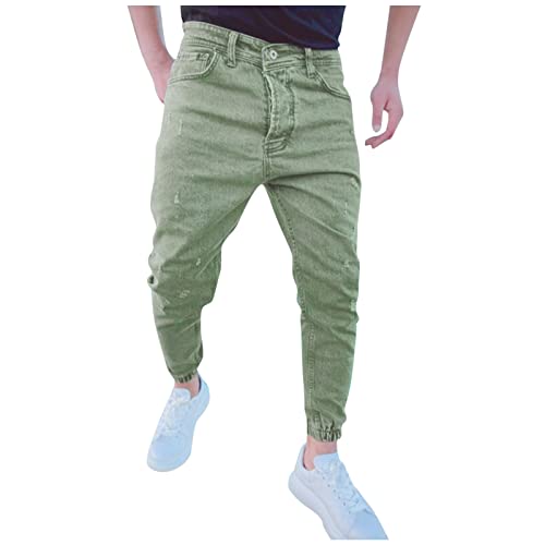 Briskorry Jeanshosen Herren Denim Hose Stretch Destroyed Jeans Regular Slim Fit Enge Jeans Vintage Freizeit Basic Washed Denimhosen Lang Skinny Hosen Mode Pants von Briskorry