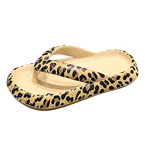 Briskorry Leopardenmuster Hausschuhe Damen Sommer,Schuhe Damen Flip Flops Flip Toe-Thong Sommerschuhe Zehentrenner Peep Toe Strandsandalen Indoor Outdoor Beach Pool Badeschuhe Super Weich Slippers von Briskorry