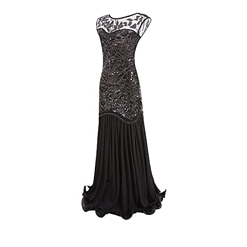 Briskorry Pailletten Abendkleider Damen Lange 1920s Kleid Bodycon Flapper Charleston Kleid Great Gatsby Cocktail Kleid Saum Cocktail Flapper Abschlussball Kleid von Briskorry