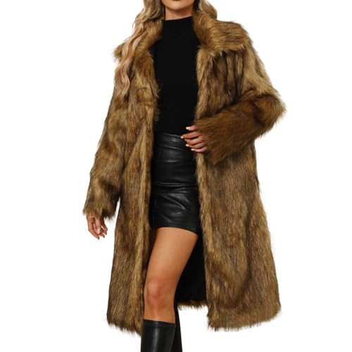 Briskorry Pelzmantel Damen Winter Mantel Warm Faux Fur Kunstfell Coat Winterjacke Grosse GröSsen Elegant Fellmantel S-2XL von Briskorry