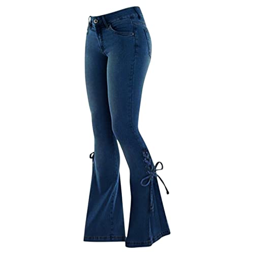 Briskorry Schlagjeans Damen Große Größen Locker Lang Hose Lässig Straight Jeans Teenager Mädchen Gerade Hosen Stretch Skinny Elegant Bootcut Schlaghose Flared Hose von Briskorry