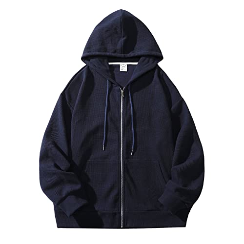 Briskorry Schwarzer Zipper Hoodie Y2k Herren Sweatjacke Hoodies Sweatshirts mit Reißverschluss Loose Pullover Einfarbig mit Kapuze Kapuzenpullover Herbst Jacke Hip Hop Oversize Hoodie Sports Kleidung von Briskorry