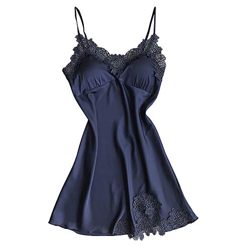 Briskorry Sexy Dessous Nachtkleid Damen Push up Satin Nachtwäsche Flirty Body Spitze Nachthemd mit Brustpolster Mode Lace Versuchung Babydoll Schlafanzug Sleepwear von Briskorry