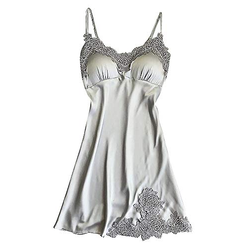 Briskorry Sexy Dessous Nachtkleid Damen Push up Satin Nachtwäsche Flirty Body Spitze Nachthemd mit Brustpolster Mode Lace Versuchung Babydoll Schlafanzug Sleepwear von Briskorry