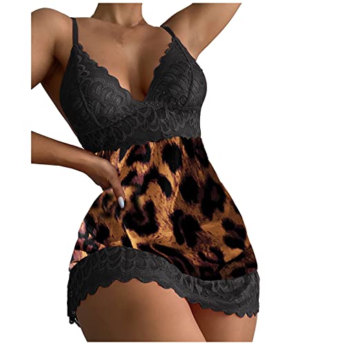 Briskorry Sexy Dessous Nachtkleid Damen Push up Satin Nachtwäsche Flirty Body Spitze Nachthemd mit Brustpolster Mode Lace Versuchung Babydoll Schlafanzug Sleepwear von Briskorry