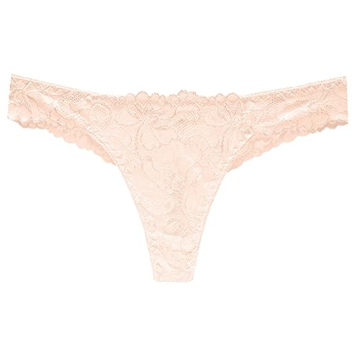 Briskorry Slip Damen Sexy Spitze Erotisch Frauen Offen Ouvert Höschen Bikini Nahtlose Slips Große Größen Unterhosen Unterwäsche Dessous Hipster String Tanga,Beige von Briskorry