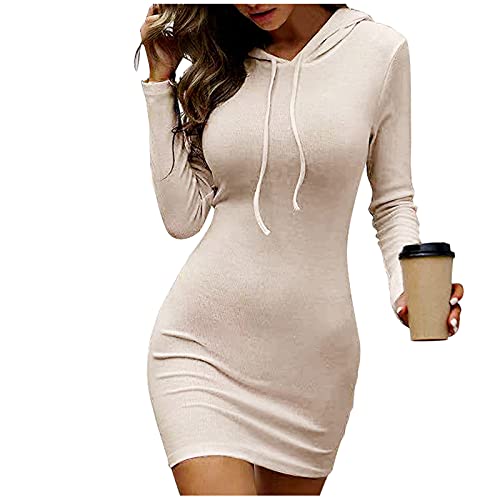 Briskorry Strickkleider Damen Kapuzenkleid Elegante Pulloverkleid Langarm Hoodies Tunika Kleid Casual Sweater Kleid Winter Herbst Mini Kleid Pullover Mit Kapuze Sweatshirtkleid von Briskorry