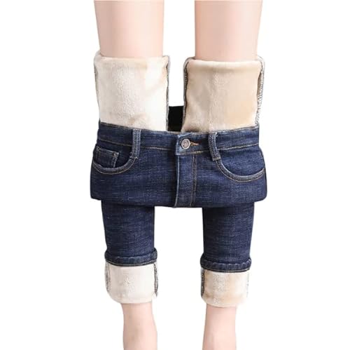 Briskorry Thermo Jeans Damen Gefüttert Winter Thermohose High Waist Fleece Sporthose Leicht Skinny Jeans Outdoor Fleecehose Hose Denim Lang Winterhose Straight Hosen von Briskorry