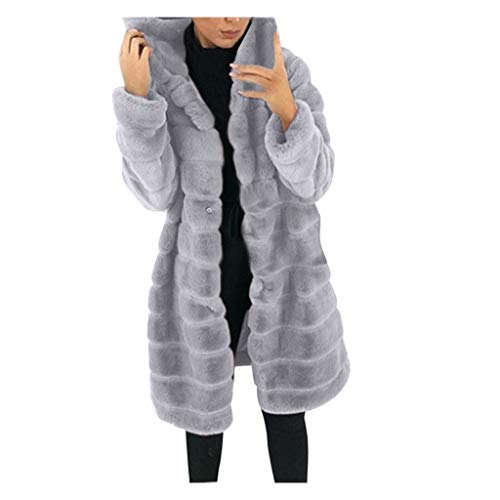 Briskorry Wintermantel Damen Warm Kapuzenjacke aus Kunstpelz Damen Winter Lange Jacke Mantel Herbst Winter Frauen Cardigan Mantel Lange Übergangsjacke Plüschjacke mit Fell von Briskorry