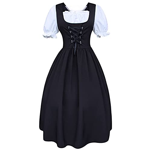 Damen Festlich A-Linie Maxikleid Gothic Kleidung Steampunk Mittelalter Cosplay Kostüm Oberteil Weihnachten Kleid Übergroßes Oktoberfest Halloween Karneval Kostüm Kleid von Briskorry