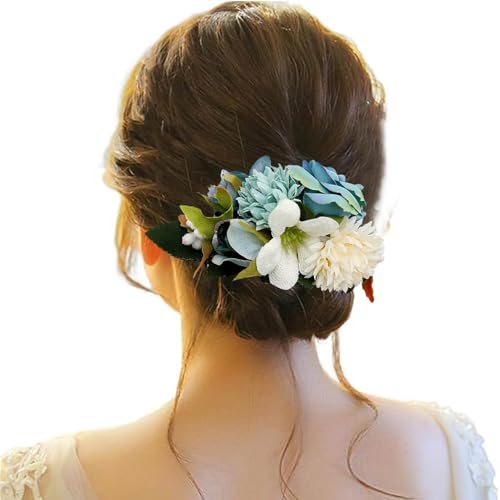 Haarspange Damen Blume, Haarspange Damen Hochzeit, Haarclip Blumen Mehrfarbig Rosen Haarnadeln Haarschmuck Haarklammer für Mädchen Frauen Party Strand Hochzeit Make up von Briskorry