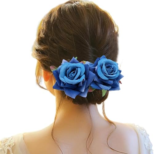 Haarspange Damen Blume, Haarspange Damen Hochzeit, Haarclip Blumen Mehrfarbig Rosen Haarnadeln Haarschmuck Haarklammer für Mädchen Frauen Party Strand Hochzeit Make up von Briskorry