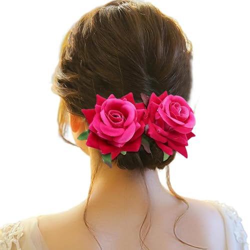 Haarspange Damen Blume, Haarspange Damen Hochzeit, Haarclip Blumen Mehrfarbig Rosen Haarnadeln Haarschmuck Haarklammer für Mädchen Frauen Party Strand Hochzeit Make up von Briskorry