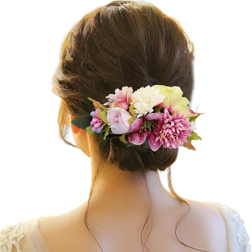 Haarspange Damen Blume, Haarspange Damen Hochzeit, Haarclip Blumen Mehrfarbig Rosen Haarnadeln Haarschmuck Haarklammer für Mädchen Frauen Party Strand Hochzeit Make up von Briskorry