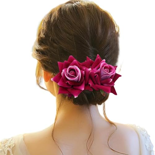 Haarspange Damen Blume, Haarspange Damen Hochzeit, Haarclip Blumen Mehrfarbig Rosen Haarnadeln Haarschmuck Haarklammer für Mädchen Frauen Party Strand Hochzeit Make up von Briskorry