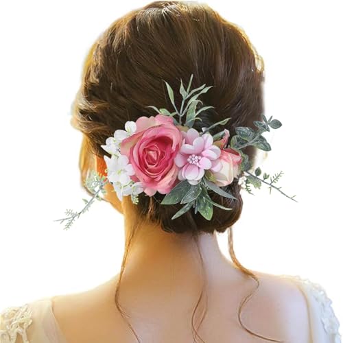 Haarspange Damen Blume, Haarspange Damen Hochzeit, Haarclip Blumen Mehrfarbig Rosen Haarnadeln Haarschmuck Haarklammer für Mädchen Frauen Party Strand Hochzeit Make up von Briskorry