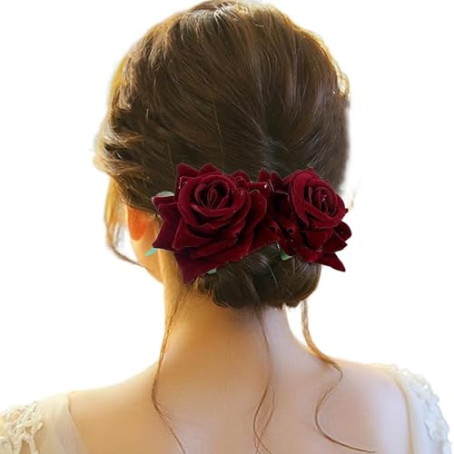 Haarspange Damen Blume, Haarspange Damen Hochzeit, Haarclip Blumen Mehrfarbig Rosen Haarnadeln Haarschmuck Haarklammer für Mädchen Frauen Party Strand Hochzeit Make up von Briskorry