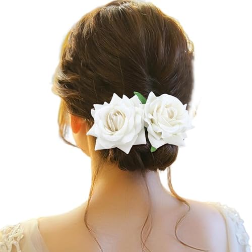 Haarspange Damen Blume, Haarspange Damen Hochzeit, Haarclip Blumen Mehrfarbig Rosen Haarnadeln Haarschmuck Haarklammer für Mädchen Frauen Party Strand Hochzeit Make up von Briskorry