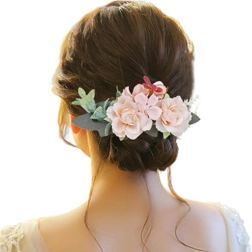 Haarspange Damen Blume, Haarspange Hochzeit Blumen, Haarspangen Haarclip Rot Brosche Haarschmuck Haarnadeln Haarklammer für Party Hochzeit Halloween Karneval Maskerade Make up von Briskorry