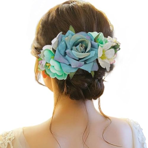 Haarspange Damen Blume, Haarspange Hochzeit Blumen, Haarspangen Haarclip Rot Brosche Haarschmuck Haarnadeln Haarklammer für Party Hochzeit Halloween Karneval Maskerade Make up von Briskorry