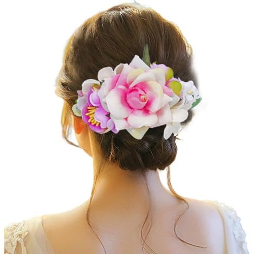 Haarspange Damen Blume, Haarspange Hochzeit Blumen, Haarspangen Haarclip Rot Brosche Haarschmuck Haarnadeln Haarklammer für Party Hochzeit Halloween Karneval Maskerade Make up von Briskorry