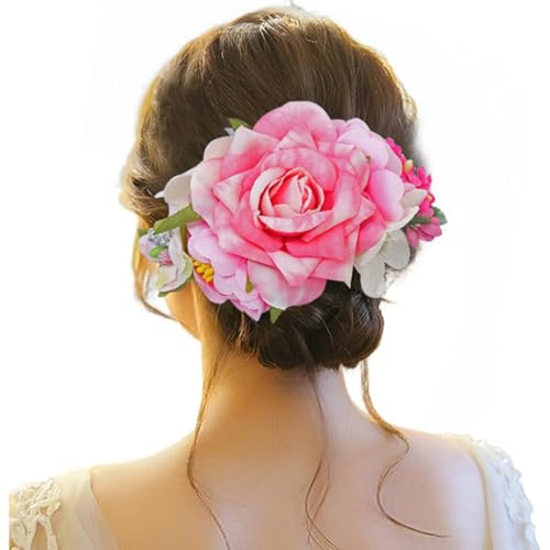 Haarspange Damen Blume, Haarspange Hochzeit Blumen, Haarspangen Haarclip Rot Brosche Haarschmuck Haarnadeln Haarklammer für Party Hochzeit Halloween Karneval Maskerade Make up von Briskorry