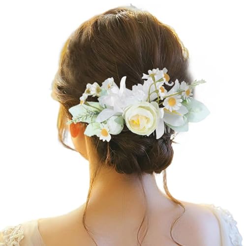 Haarspange Damen Blume, Haarspange Hochzeit Blumen, Haarspangen Haarclip Rot Brosche Haarschmuck Haarnadeln Haarklammer für Party Hochzeit Halloween Karneval Maskerade Make up von Briskorry