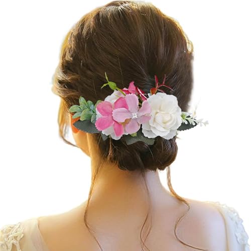 Haarspange Damen Blume, Haarspange Hochzeit Blumen, Haarspangen Haarclip Rot Brosche Haarschmuck Haarnadeln Haarklammer für Party Hochzeit Halloween Karneval Maskerade Make up von Briskorry