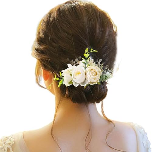 Haarspange Damen Blume, Haarspange Hochzeit Blumen, Haarspangen Haarclip Rot Brosche Haarschmuck Haarnadeln Haarklammer für Party Hochzeit Halloween Karneval Maskerade Make up von Briskorry