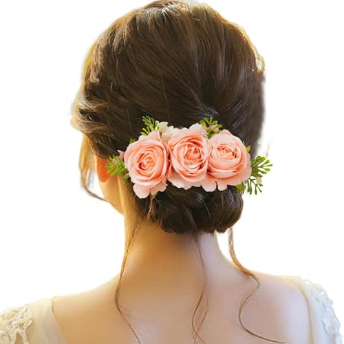 Haarspange Damen Blumen, Haarspange Damen Hochzeit, Haarclip Blume Mehrfarbig Rosen Haarnadeln Haarklammer Haarschmuck für Mädchen Frauen Party Strand Hochzeit Make up von Briskorry