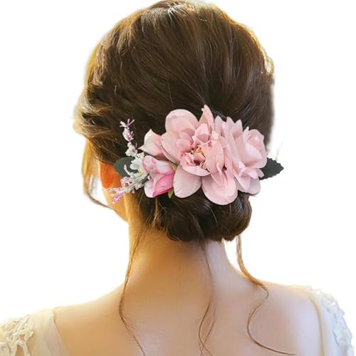 Haarspange Damen Blumen, Haarspange Damen Hochzeit, Haarclip Blume Mehrfarbig Rosen Haarnadeln Haarklammer Haarschmuck für Mädchen Frauen Party Strand Hochzeit Make up von Briskorry