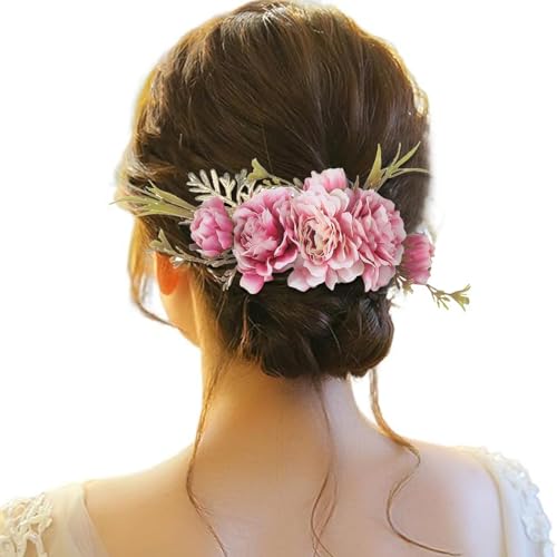 Haarspange Damen Blumen, Haarspange Damen Hochzeit, Haarclip Blume Mehrfarbig Rosen Haarnadeln Haarklammer Haarschmuck für Mädchen Frauen Party Strand Hochzeit Make up von Briskorry