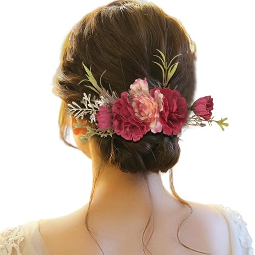 Haarspange Damen Blumen, Haarspange Damen Hochzeit, Haarclip Blume Mehrfarbig Rosen Haarnadeln Haarklammer Haarschmuck für Mädchen Frauen Party Strand Hochzeit Make up von Briskorry