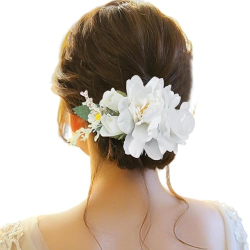 Haarspange Damen Blumen, Haarspange Damen Hochzeit, Haarclip Blume Mehrfarbig Rosen Haarnadeln Haarklammer Haarschmuck für Mädchen Frauen Party Strand Hochzeit Make up von Briskorry