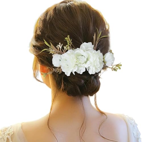 Haarspange Damen Blumen, Haarspange Damen Hochzeit, Haarclip Blume Mehrfarbig Rosen Haarnadeln Haarklammer Haarschmuck für Mädchen Frauen Party Strand Hochzeit Make up von Briskorry