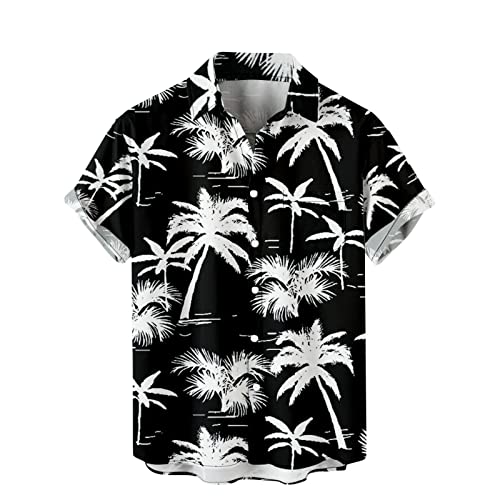 Herren Hawaii Hemd Kurzarm Floral Palmen Gedruckt Regulär fit Sommer Männer Hawaiihemd Leinenoptik Shirt Atmungsaktiv Strandhemd Kurzarm Urlaub Sommer Freizeithemd von Briskorry