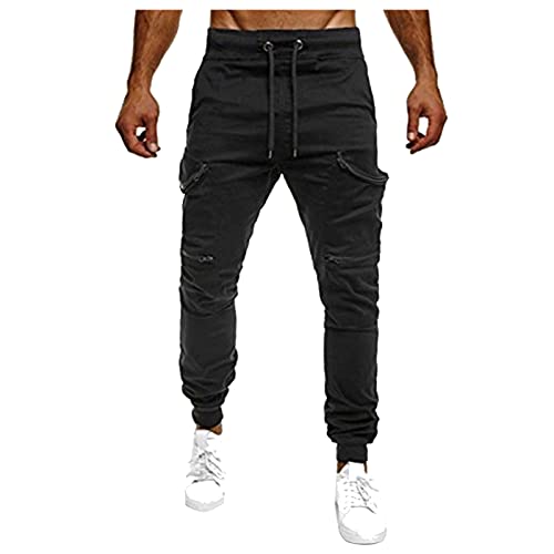 Herren Stretch Jogginghose mit Kordelzug und Tasche Baumwolle Hose Freizeithosen Lässige Colorblocking Sporthose Beiläufige Männer Outdoor Sport Stoffhose Regular Bequem Laufhose Jogger Pants von Briskorry