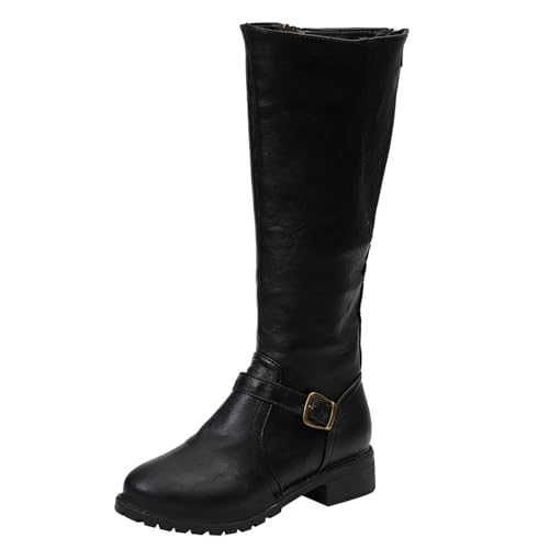 Hohe Stiefel Damen Breite Waden mit Quadrat Absätze Stiefeletten Comfort Stickerei Braun Frauen Hinter Zipper Langschaft Stiefel Herbst Winter Stiefel Stiefelette Knöchel Schuhe Ankle Boots von Briskorry