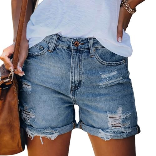 Kurze Hose Damen Jeans Mode Jeans Shorts Destroyed Ripped Jeansshorts Mit Raw Saum Casual Sommer Kurze Hosen Einfach Denim Shorts Klassische Bermuda Shorts Stretch Denim-Hotpants für Alltag Kurze Hose Damen Jeans Mode Jeans Shorts Destroyed Ripped Jeansshorts Mit Raw Saum Casual Sommer Kurze Hosen Einfach Denim Shorts Klassische Bermuda Shorts Stretch Denim-Hotpants für Alltag von Briskorry